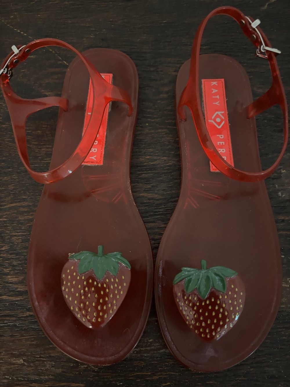 Katy Perry strawberry jelly sandals.